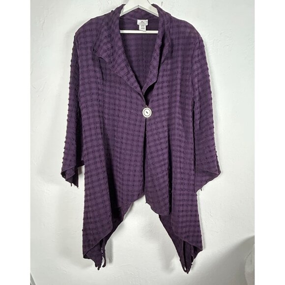 I.C. Collection U.S.A. By Connie Womens XXL Textured Purple Asymmetric Cardigan